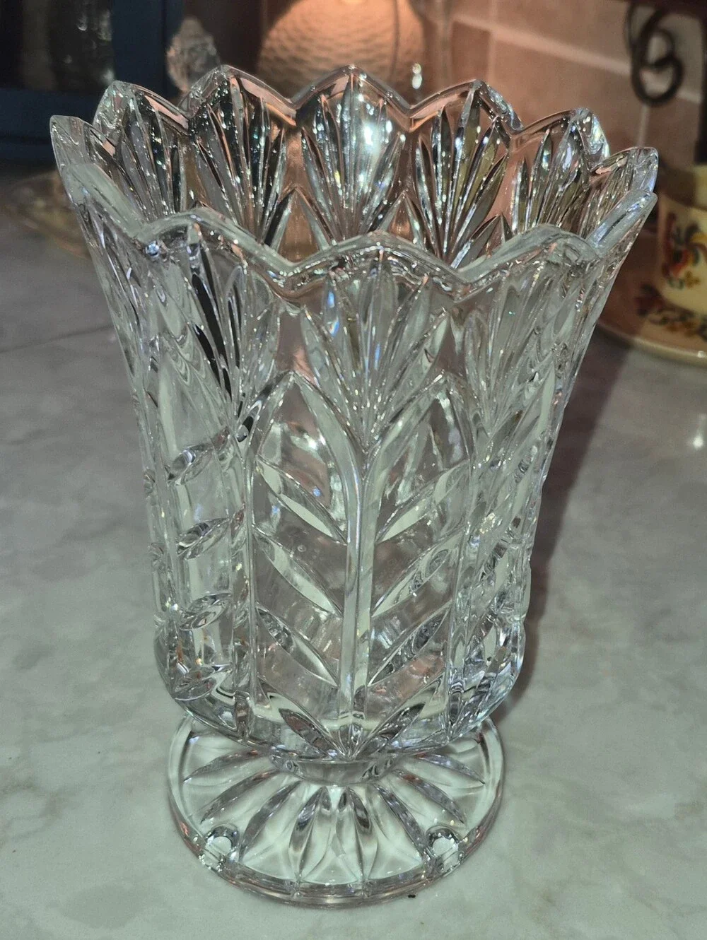 Vintage Fifth Avenue Portico 7.5-Inch Lead Crystal Hurricane Vase/Candle Holder